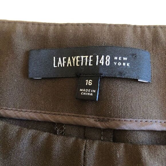 Lafayette 148 New York Cocoa Wool Ankle Pant Career Size 16 - Picture 5 of 10